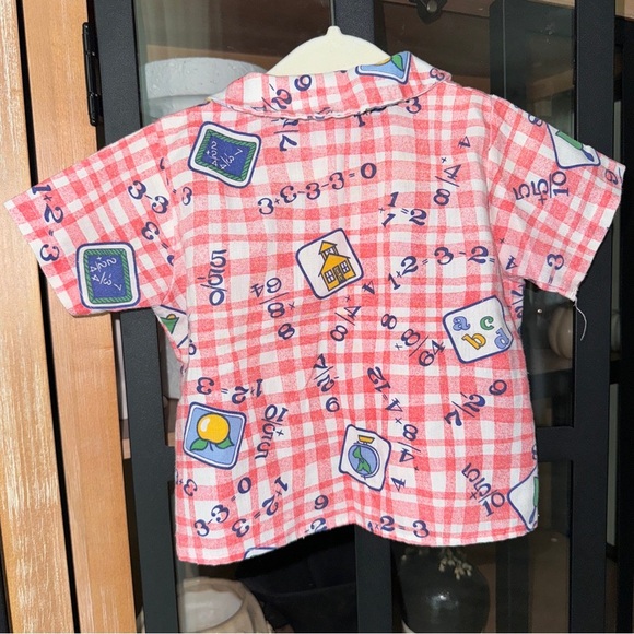 Vintage 80s Health-tex button down Shirt ABCs Gingham Back to School baby boy - Picture 4 of 5